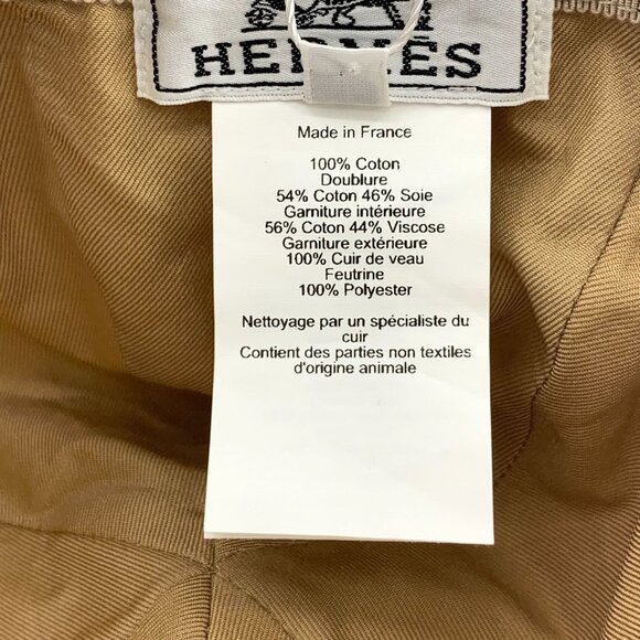 HERMES Beige Cotton Baseball Cap With Gray Logo Size 56 Made In France main image 9